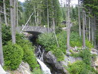 Bridge spanning falls